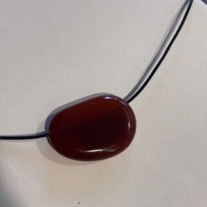 Red Agate Large Bean Design Necklace